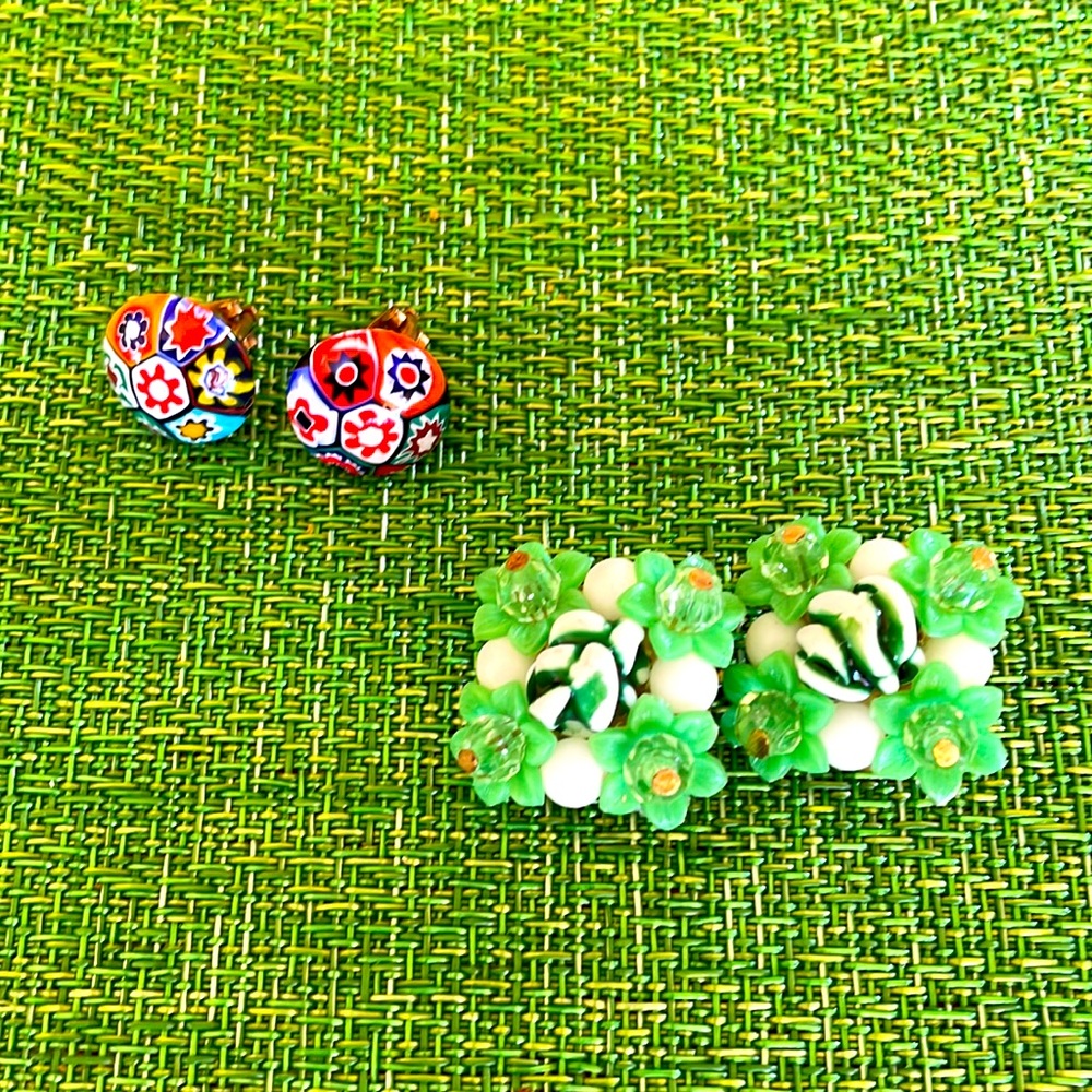Two Pair Vintage Clip On Earrings